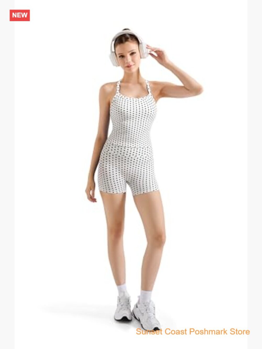 2 Piece Workout Set High Waisted Biker Shorts Halter Padded Tank Top Seamless - Picture 5 of 7